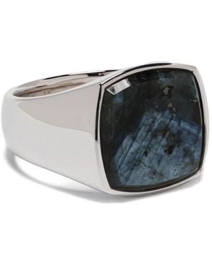 Tom Wood Cushion Larvikite Ring - Metallic