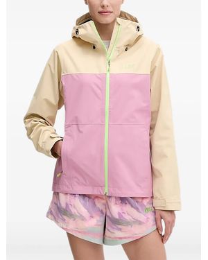 Picture Hooded Colour-Block Jacket - Pink