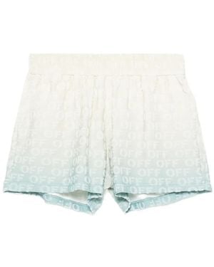 Off-White c/o Virgil Abloh Logo-Pattern Shorts - Blue