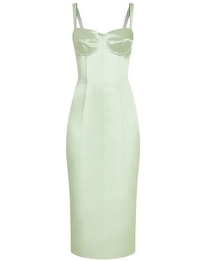 Dolce & Gabbana Satin Calf-Length Corset Dress With Bra Detail - Green