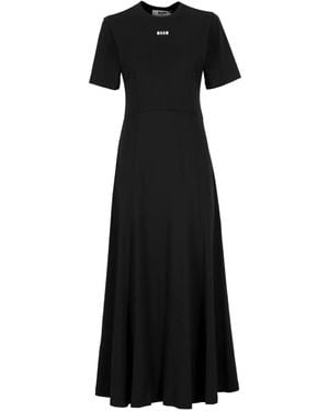 MSGM Embroidered-Logo Maxi Dress - Black