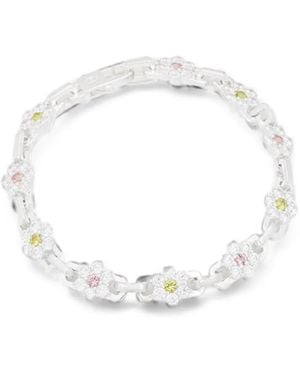 Hatton Labs Crystal-Embellished Floral-Link Bracelet - White