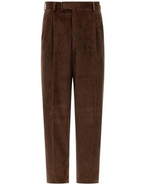 Gabriele Pasini Pleated Corduroy Pants - Brown