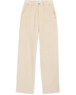 Ami Paris Cotton Wide-Leg Trousers - Natural
