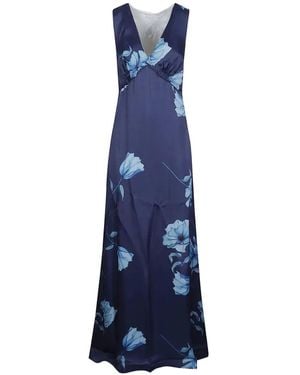 Mar De Margaritas V-Neck Floral Maxi Dress - Blue