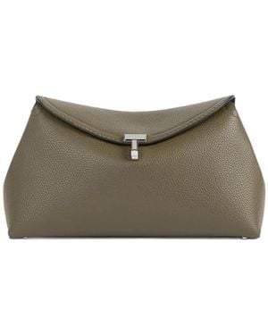 TOTEME T-Lock Leather Clutch - Green