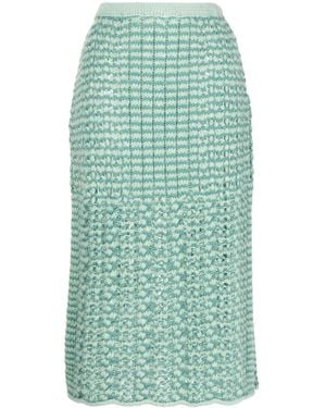 Marco Rambaldi Melange-Effect Cable-Knit Skirt - Green