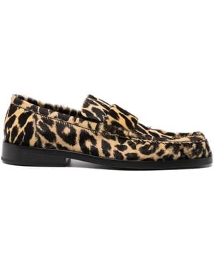 Jil Sander Leopard-print Loafers - ブラウン