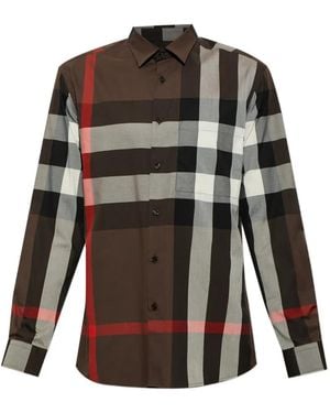 Burberry Check-Print Cotton Shirt - Brown