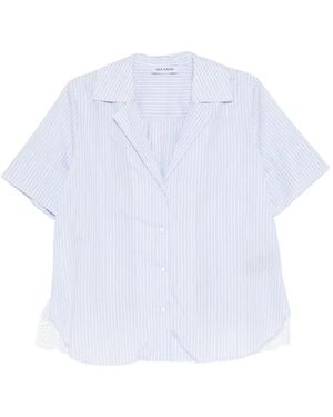 Dice Kayek Camisa A Rayas Con Bordado Inglés - Blanco