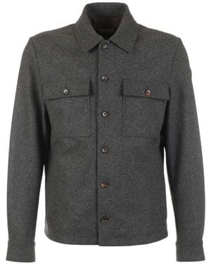 Moncler Logo-Patch Button-Up Shirt Jacket - Grey