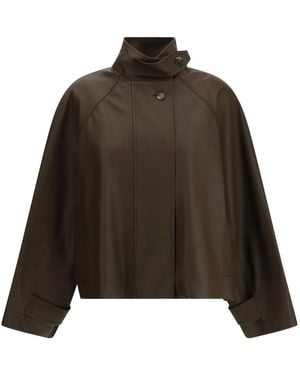 Loewe Leather Short Parka - Brown
