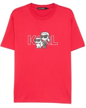 Karl Lagerfeld Logo-Print T-Shirt - Pink