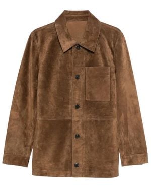 Yves Salomon Buttoned Suede Jacket - Brown