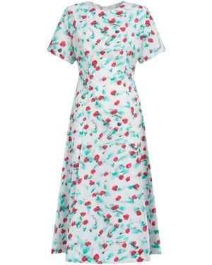 Marni Painterly-Print Cotton Midi Dress - Blue