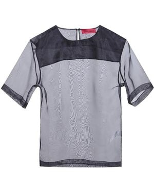 Thelatest Dean Panelled Sheer Top - Blue