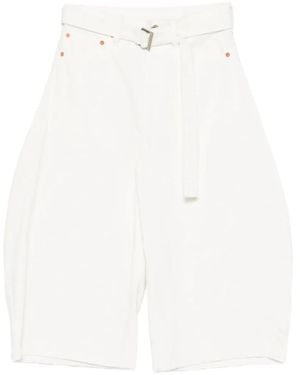 Sacai Belted Denim Shorts - White