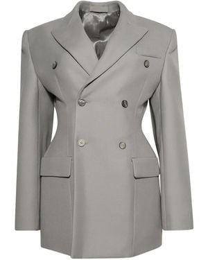 Wardrobe NYC Contour Double-Breasted Blazer - Grey