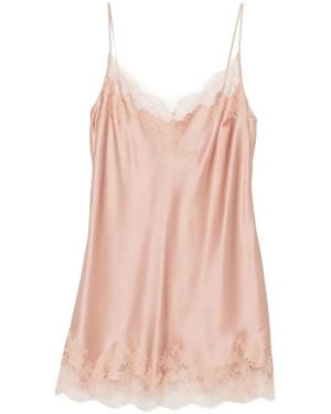 Carine Gilson Lace-Trim Silk Nightdress - Pink