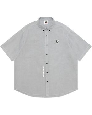 Aape By A Bathing Ape Logo-Patch Short-Sleeve Shirt - Grey