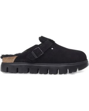 Birkenstock Boston Chunky Shearling Suede Leather - Black