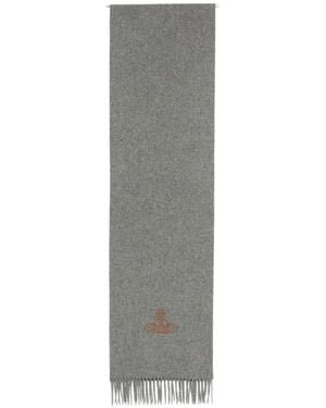 Vivienne Westwood Embroidered Orb Long Scarf - Grey