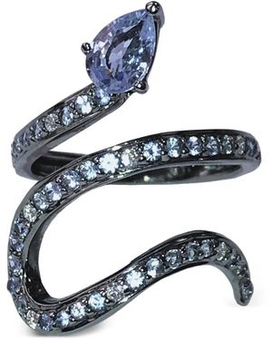 Stefere 18K Snake Sapphire And Diamond Ring - Blue