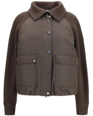 Brunello Cucinelli Padded Ribbed-Knit Jacket - Brown