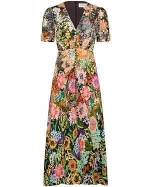 Saloni Lea Floral-Print Maxi Dress - White