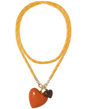 Roxanne Assoulin Happy Cord Double-Heart Pendant Necklace - Yellow