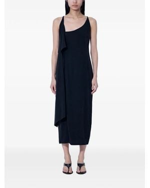 Yohji Yamamoto Asymmetric Draped Maxi Dress - Blue