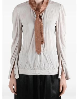 Kiko Kostadinov Tie-Detail Crinkled Top - White