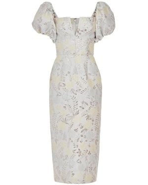 Markarian Yvette Puff-Sleeve Midi Dress - White