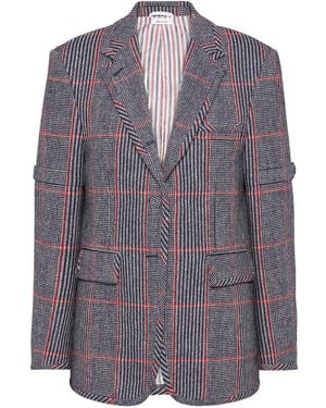 Thom Browne Hunting Tweed Armband Checked Blazer - Grey