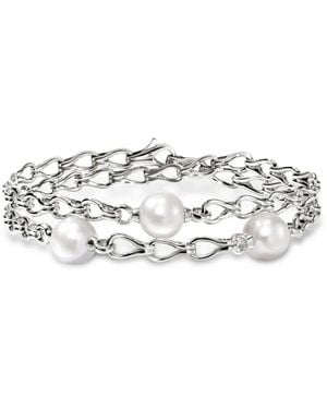 John Hardy Pulsera Surf Wrap en plata de ley con perlas - Blanco
