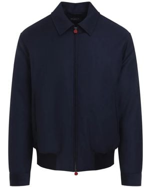 Kiton Zip-Up Ribbed-Trim Jacket - Blue