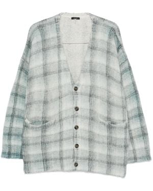 R13 Plaid-Pattern Cardigan - White