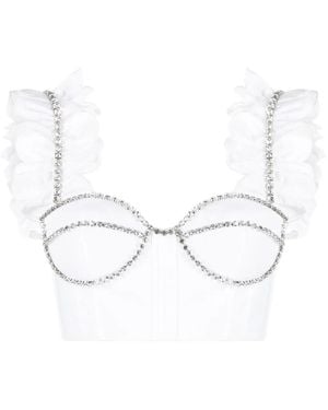Area Embellished Crop Top - White
