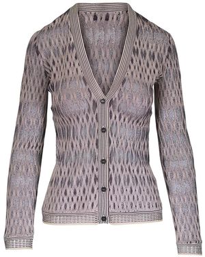 Missoni Textured V-Neck Cardigan - Purple