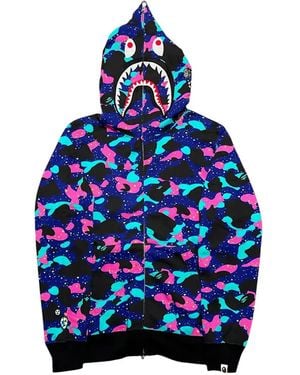 A Bathing Ape X Kid Cudi Shark Camouflage-Print Hoodie - Blue