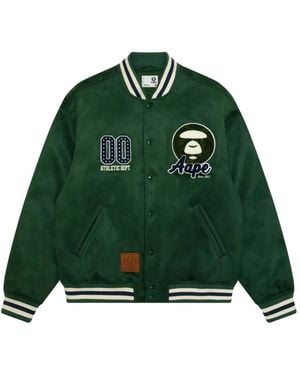 Aape By A Bathing Ape Logo-Patch Varsity Jacket - Green