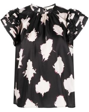 Ulla Johnson Splotch-Print Silk Blouse - Black