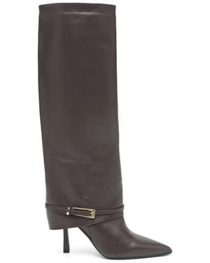 GISÉL MOIRÉ Samantha Pointed Buckle Boots - Grey
