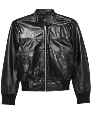 R13 Zip-Front Leather Jacket - Black