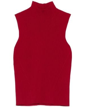 CFCL Ribbed Mock-Neck Top - Red