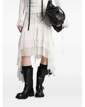 Ann Demeulemeester Falda Bete Asimétrica A Capas - Blanco