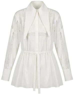 Valentino Garavani Lace-Panelled Drawstring-Waist Dress - White