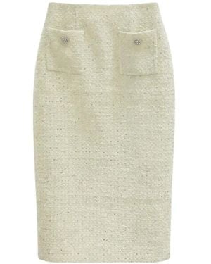 Self-Portrait Boucle Pocket Skirt - White