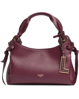Lancel Swann Grained Leather Tote Bag - Purple