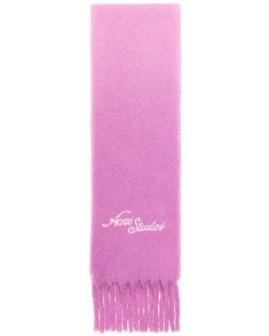 Acne Studios Logo Fringed Scarf - Pink